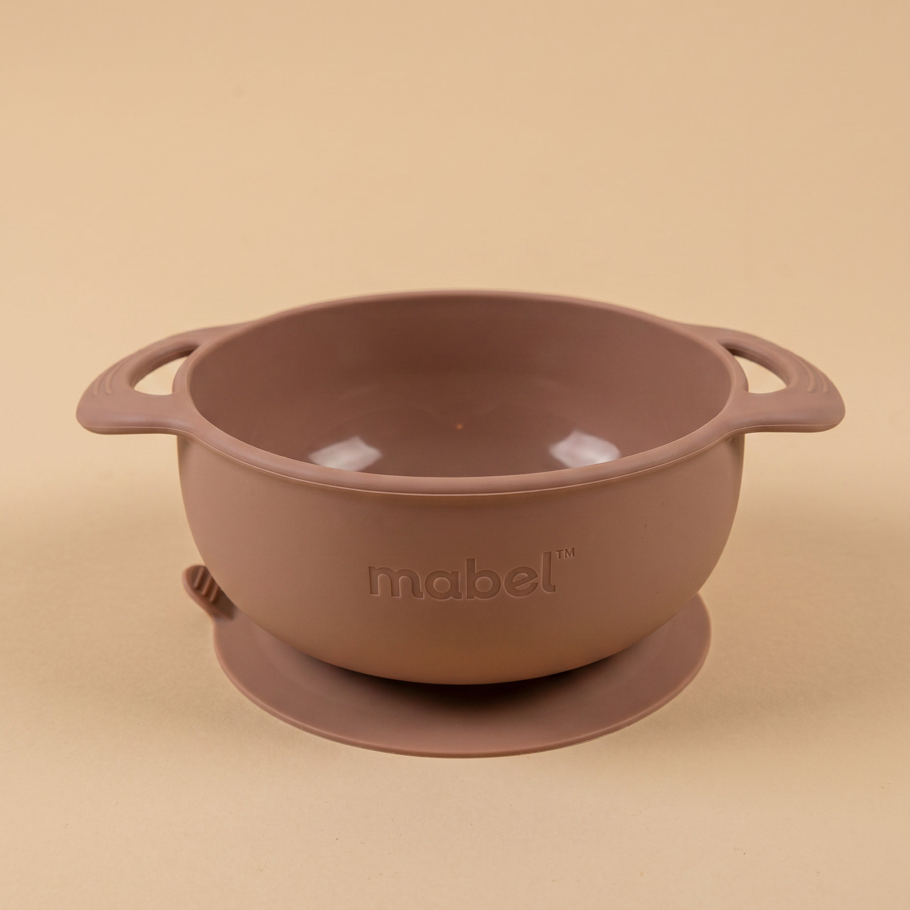 Mabel food-grade silicone no-mess suction bowl in Caramel for baby-led weaning