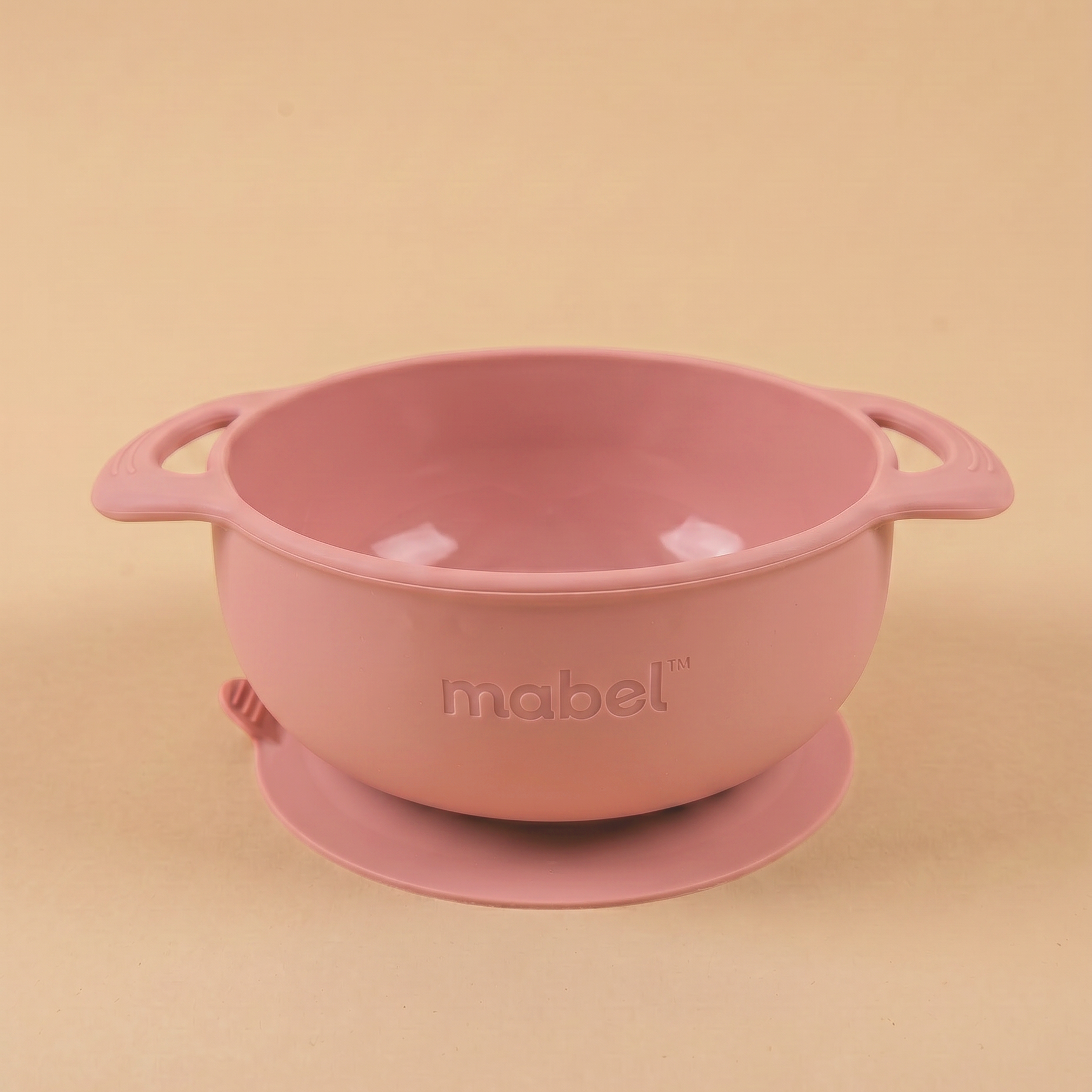 Mabel food-grade silicone no-mess suction bowl in Fig Dusk Pink for baby-led weaning