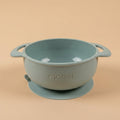 Mabel food-grade silicone no-mess suction bowl in Pistachio Moody Blue for baby-led weaning