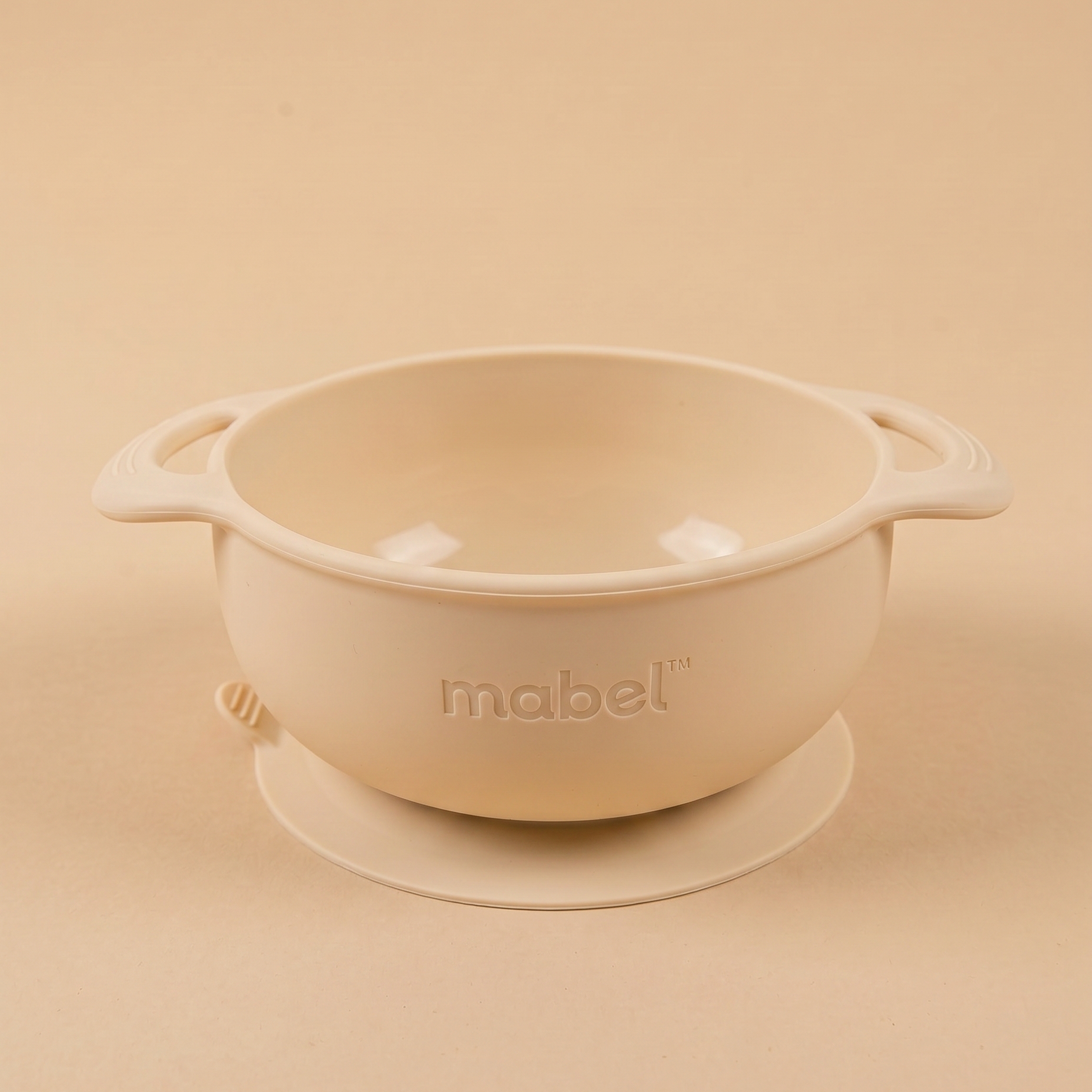 Mabel food-grade silicone no-mess suction bowl in Milk White for baby-led weaning