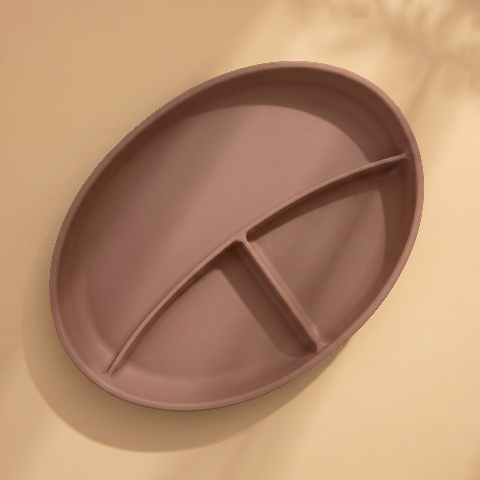 Mabel food-grade silicone stay put suction plate in Caramel for baby-led weaning