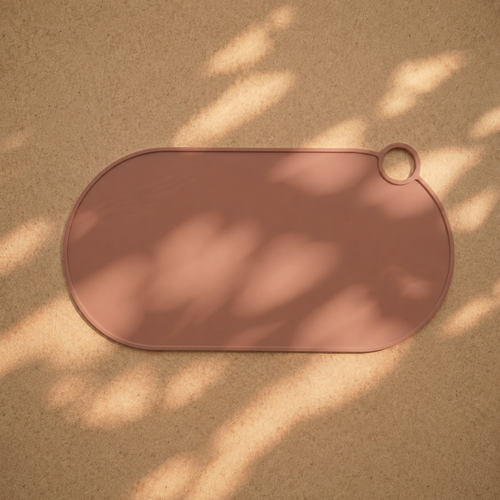 Mabel food-grade silicone roll up placemat in Caramel for baby-led weaning